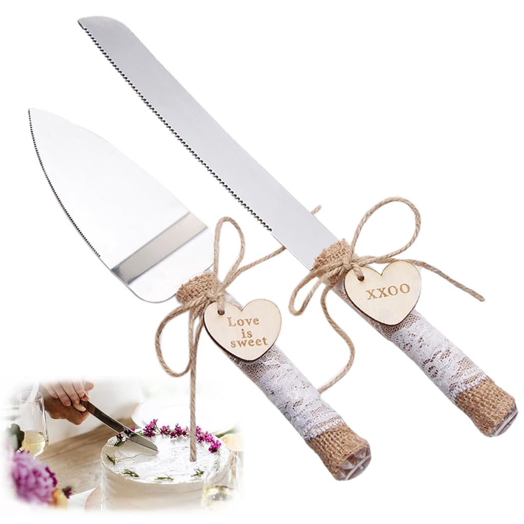 HASTHIP Cake Cutting Knife Set with Twine and Packing Box, Elegant Stainless Steel Cake Knife and Cake Server Set, Wedding Cake Knife for Engagement, Anniversary, Birthday, Party, Prom HASTHIP Cake Cutting Knife Set with Twine and Packing Box, Elegant Stainless Steel Cake Knife and Cake Server Set, Wedding Cake Knife for Engagement, Anniversary, Birthday, Party, Prom